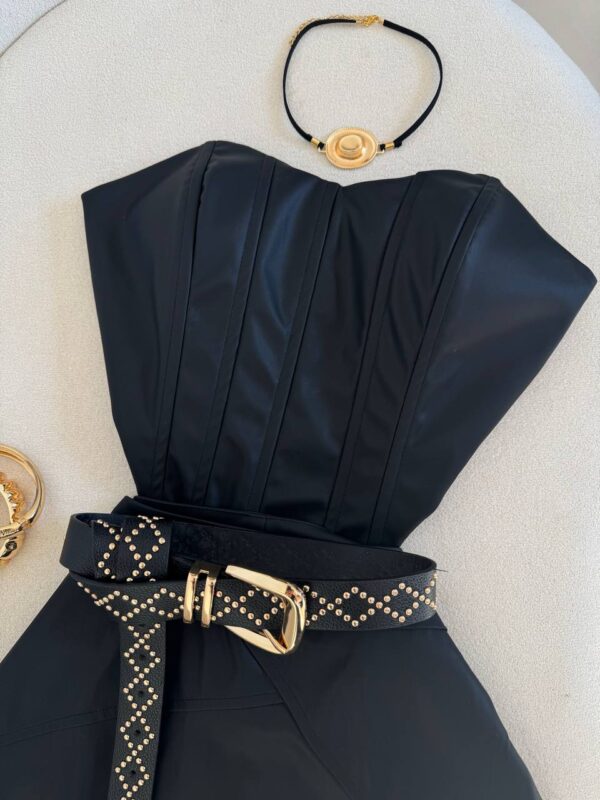 Cinto Preto Com Fivela Dourada Marli - Imagem 4