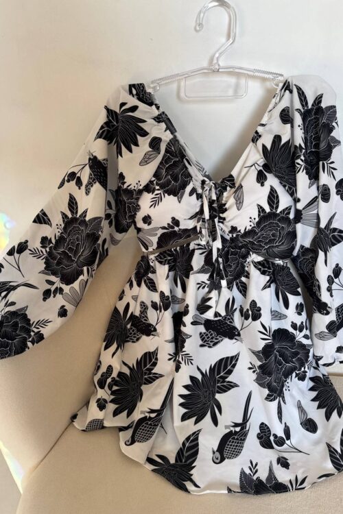 Vestido/macaquinho Estampado Isadora Preto
