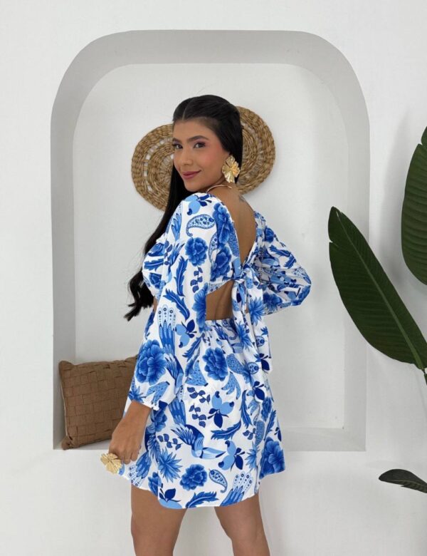 Vestido/macaquinho Estampado Isadora Azul - Imagem 3