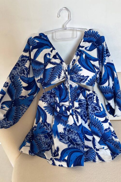 Vestido/macaquinho Estampado Isadora Azul