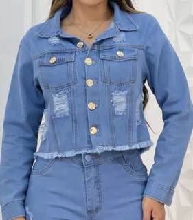 Jaqueta Jeans Botões Dourado