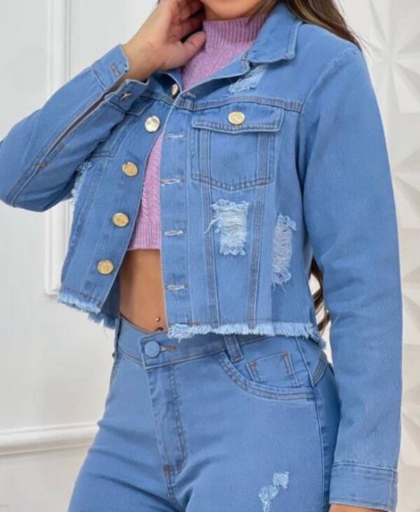 Jaqueta Jeans Botões Dourado - Imagem 3