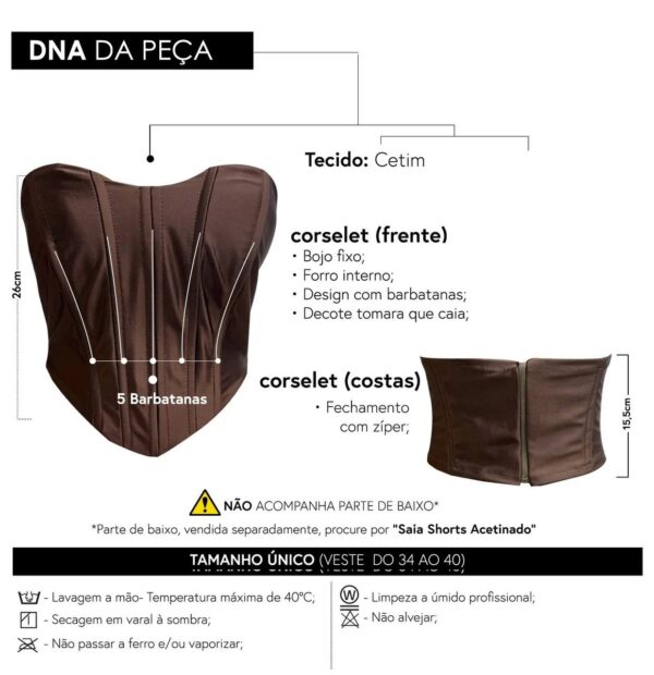 Conjunto Acetinado Corset Marrom - Imagem 2