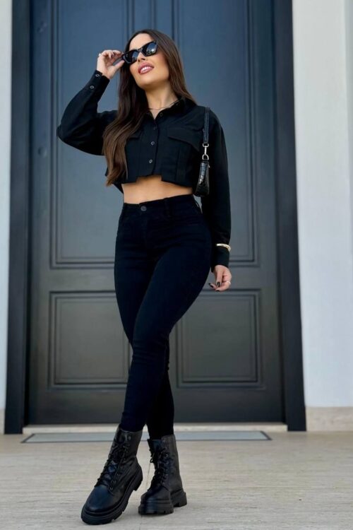 Camisa Bolsos Preta
