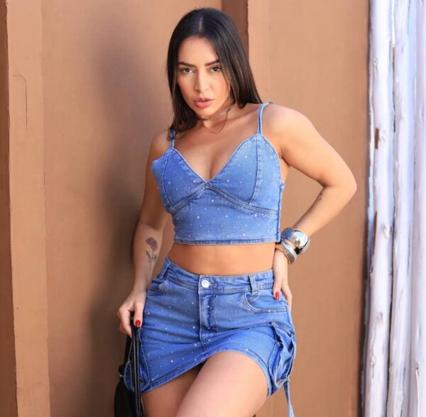 Cropped Jeans com Strass - Imagem 6