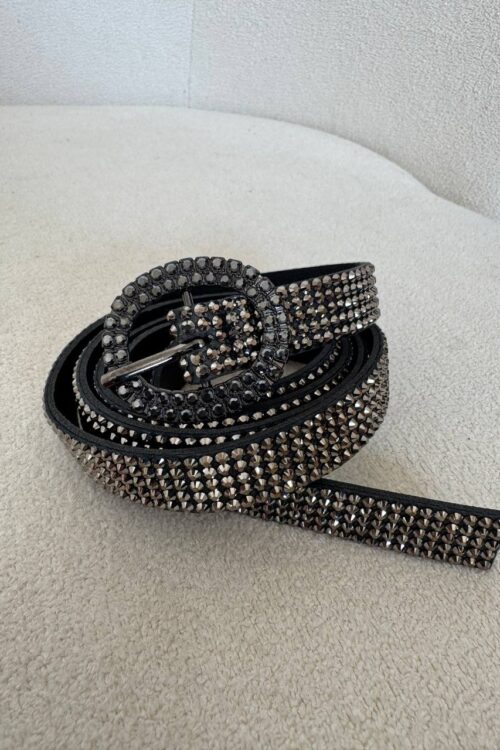 Cinto Strass Grafite Com Fivela De Brilho