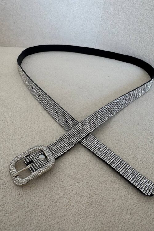 Cinto Strass Prata Fivela com Brilho