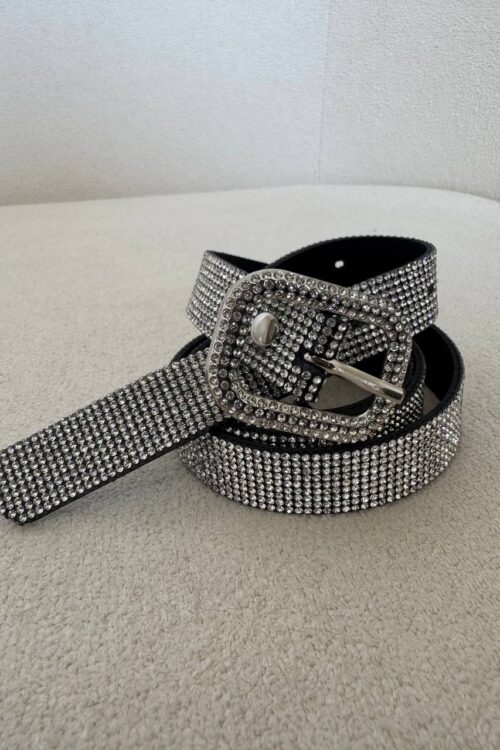 Cinto Strass Prata Fivela com Brilho