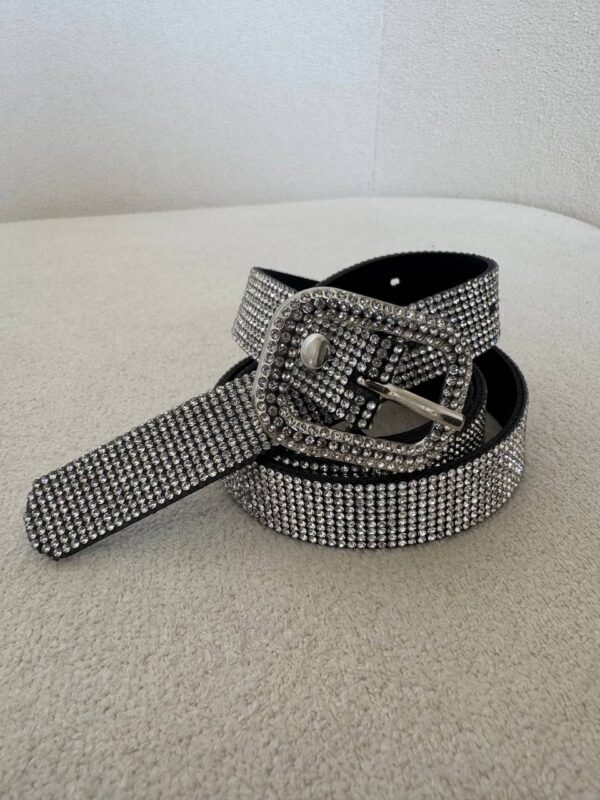 Cinto Strass Prata Fivela com Brilho
