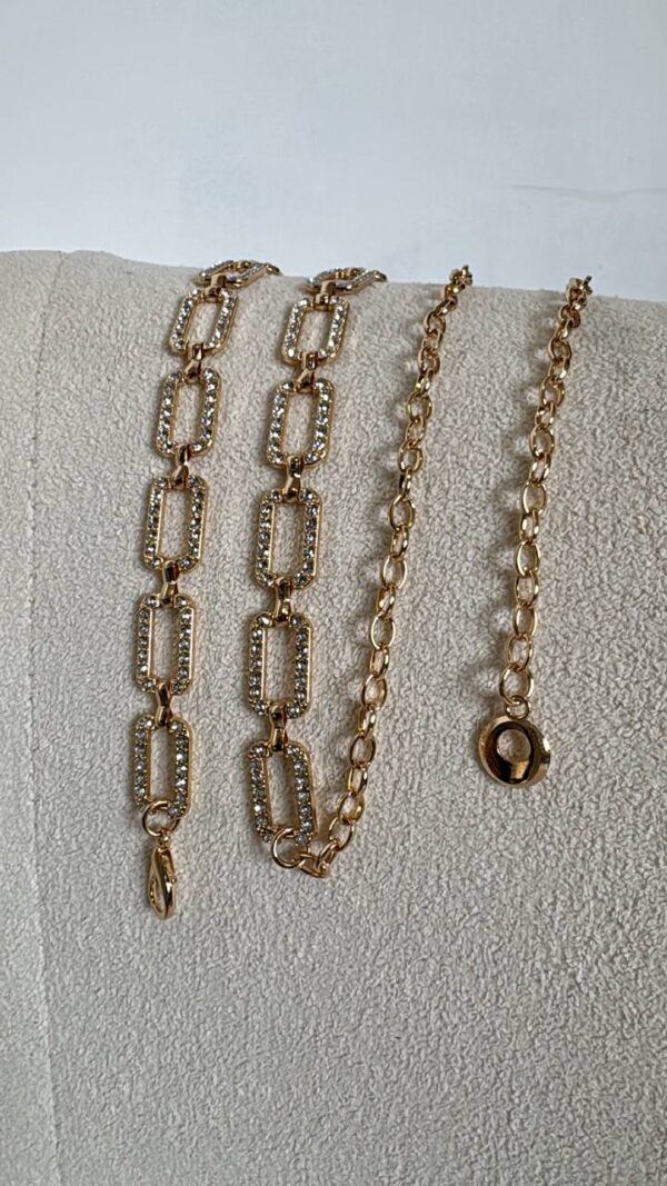 Cinto Corrente Retângulo Strass Dourado