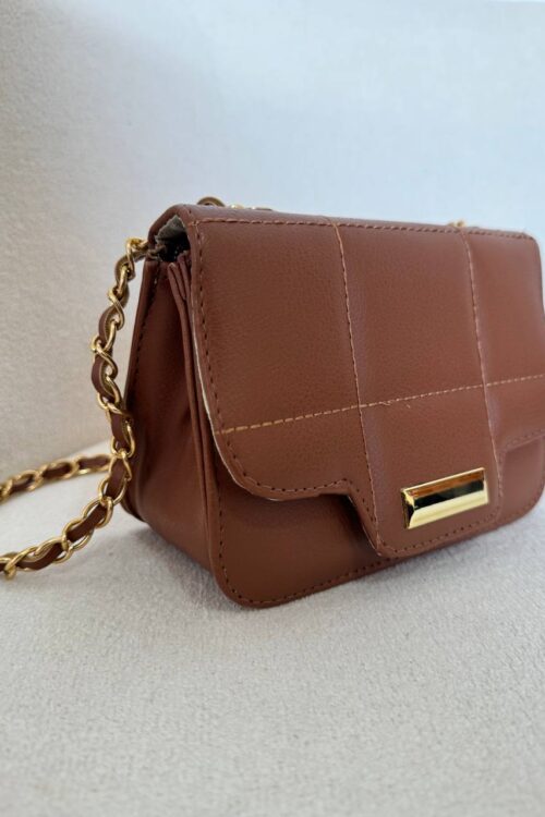Bolsa Marrom Com Dourado