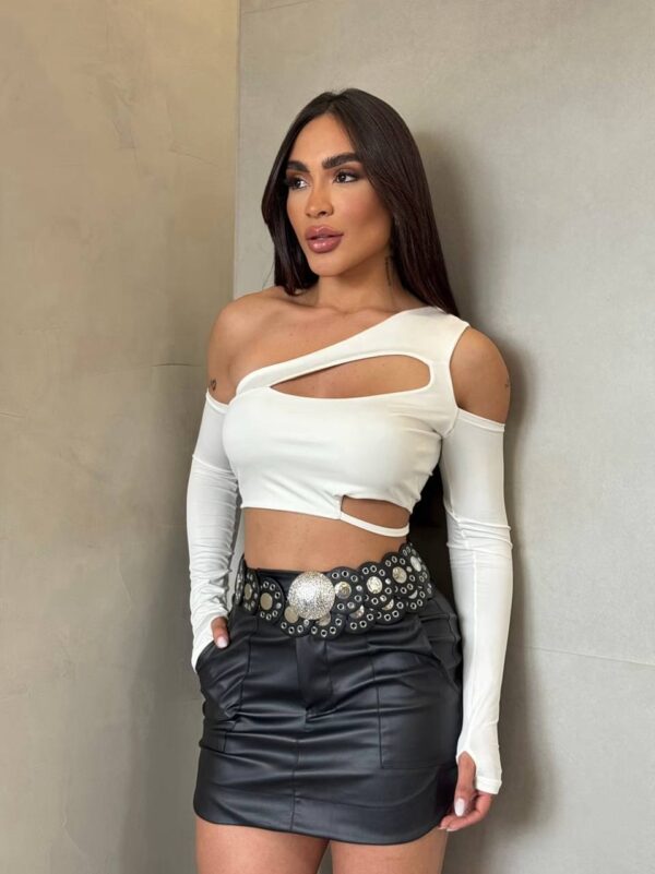 Cropped Recortes Off/Branco