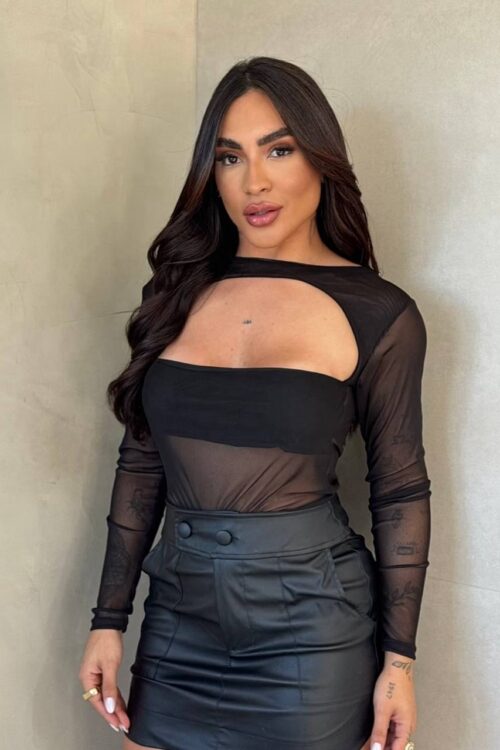 Body Recorte Tule Taylor Preto