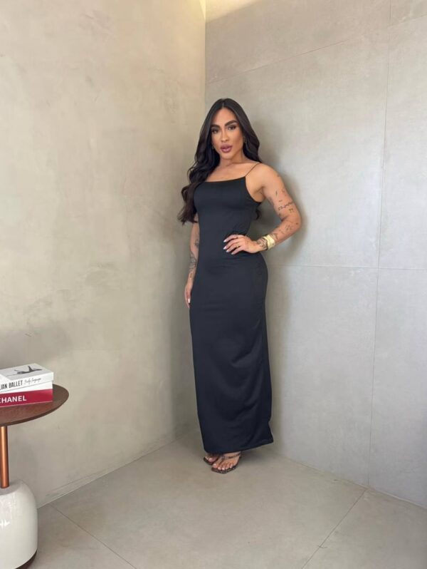 Vestido Longo Fluity Alcinha Preto - Imagem 2