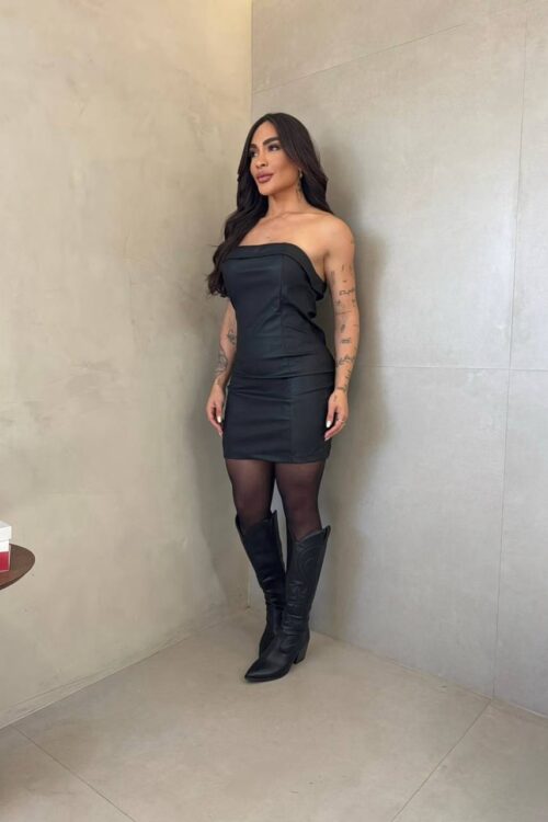 Vestido Courino Jade Preto