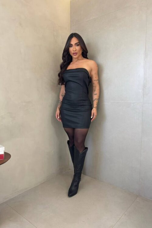 Vestido Courino Jade Preto