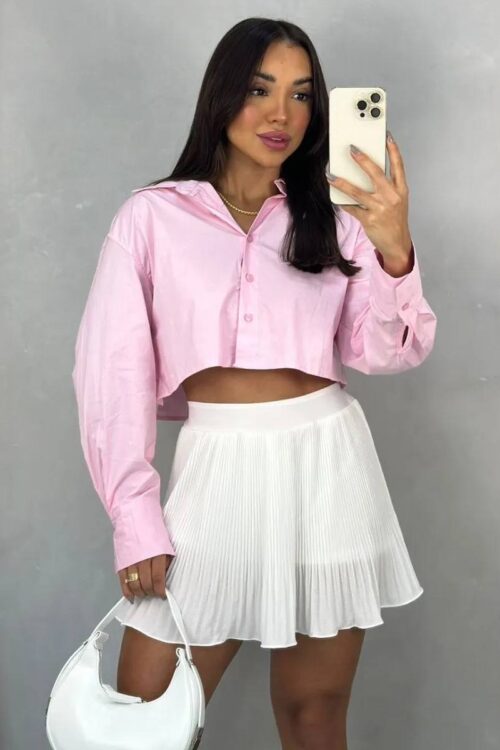 Saia Shorts Plissada Branca