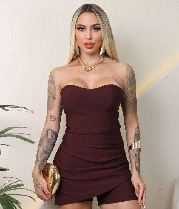 Vestido/macaquinho Tomara Que Caia Montaria Marrom