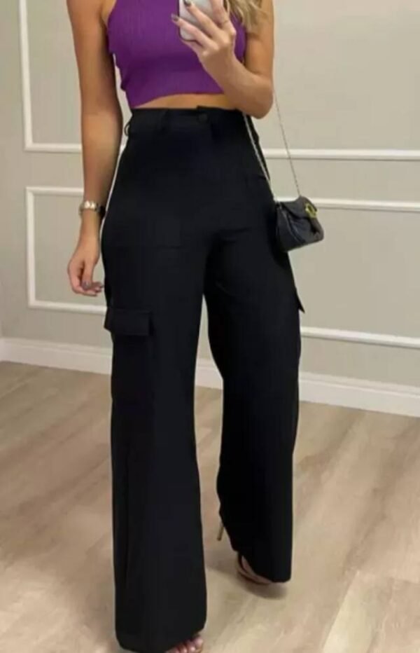 Calça Wide Leg Alfaiataria Preta - Imagem 8