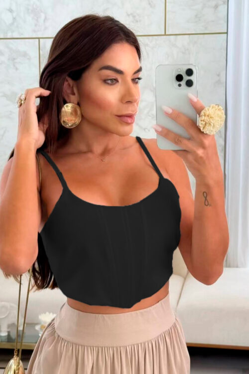 Cropped Alfaiataria De Bico Preto