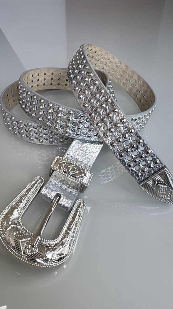 Cinto Com Strass Prata Luxo