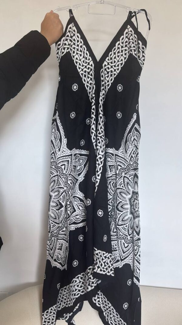 Vestido Longo Indiano Mandala Preto e Branco - Imagem 2