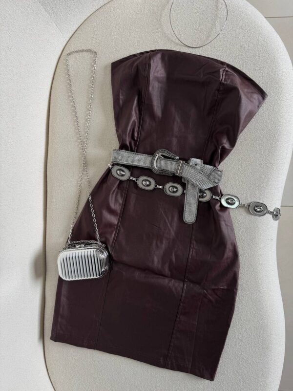 Vestido Courino Resinado Optimist Jeans Marrom
