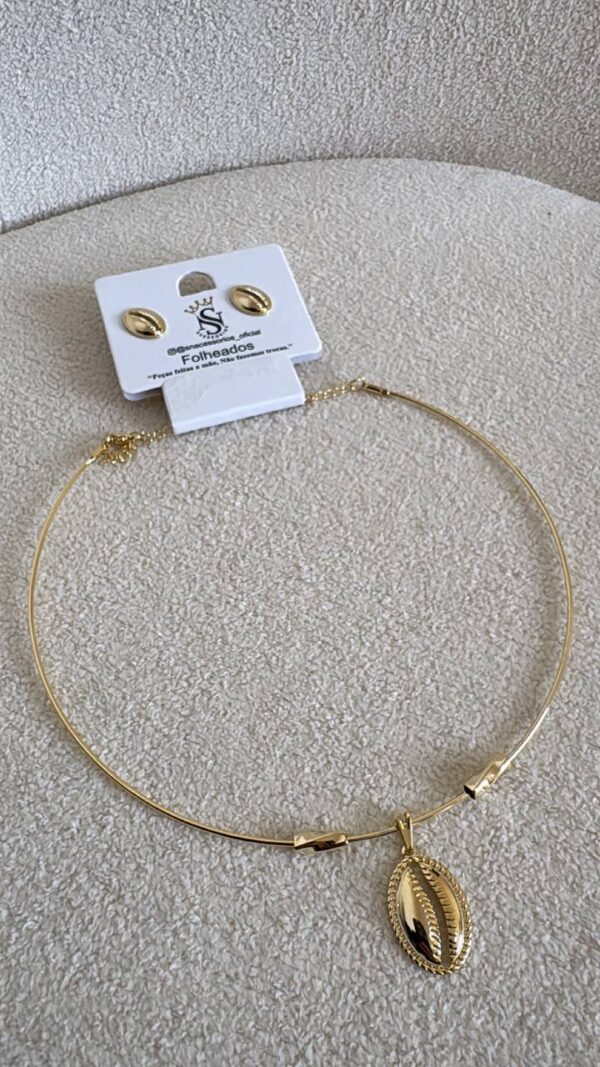 Colar Choker Buzios Dourado