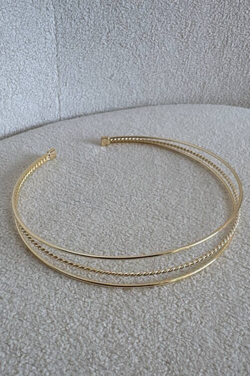 Colar Choker Triplo Dourado
