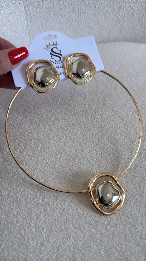 Conjunto Colar + Brinco Organico Duo