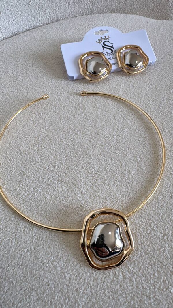 Conjunto Colar + Brinco Organico Duo - Imagem 4
