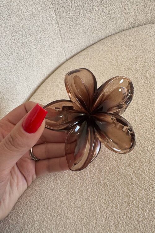 Presilha de Cabelo Flor Marrom