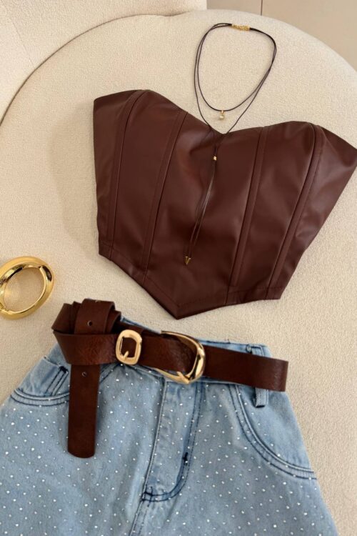 Saia Jeans Clara Com Strass