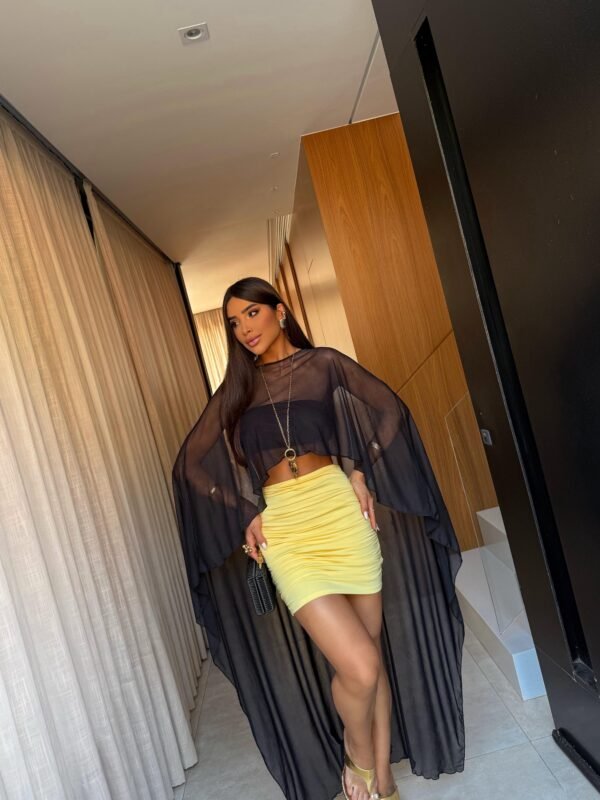 Capa Tule + Top Faixa Preto