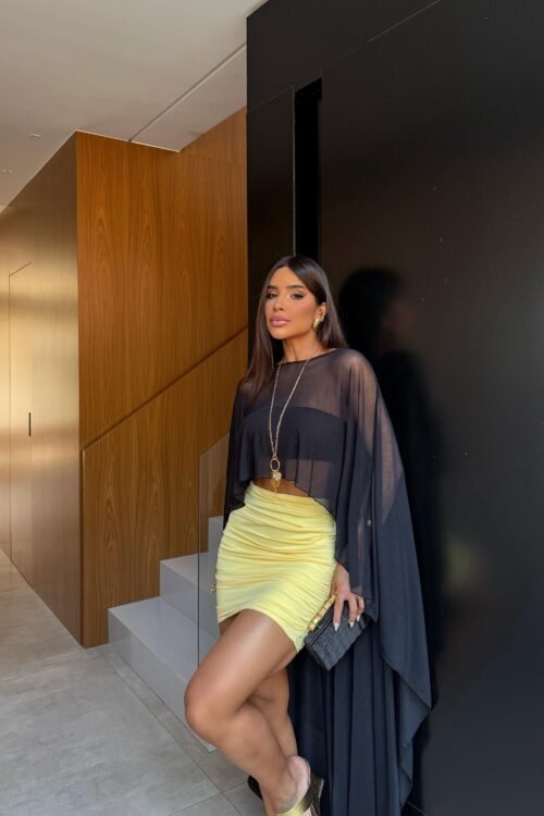 Capa Tule + Top Faixa Preto