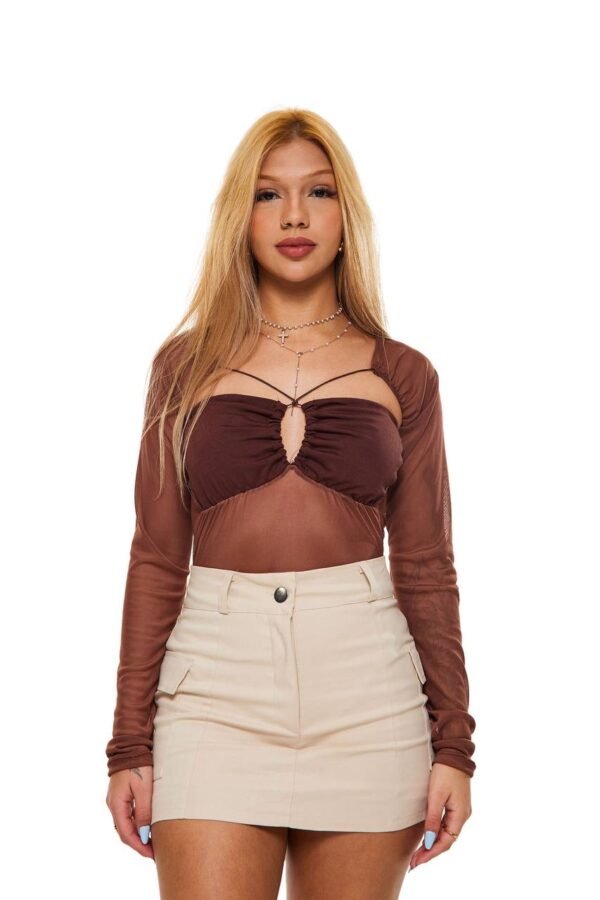 Body Tule Isa Marrom - Imagem 2