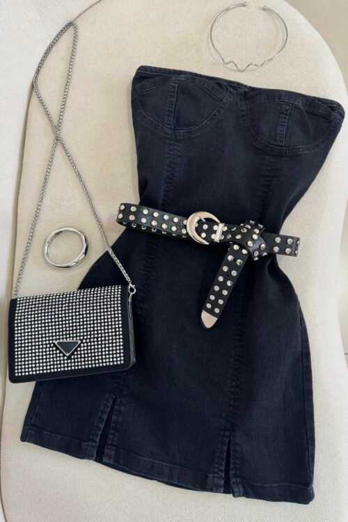 Vestido Jeans Dama Preto Estonado