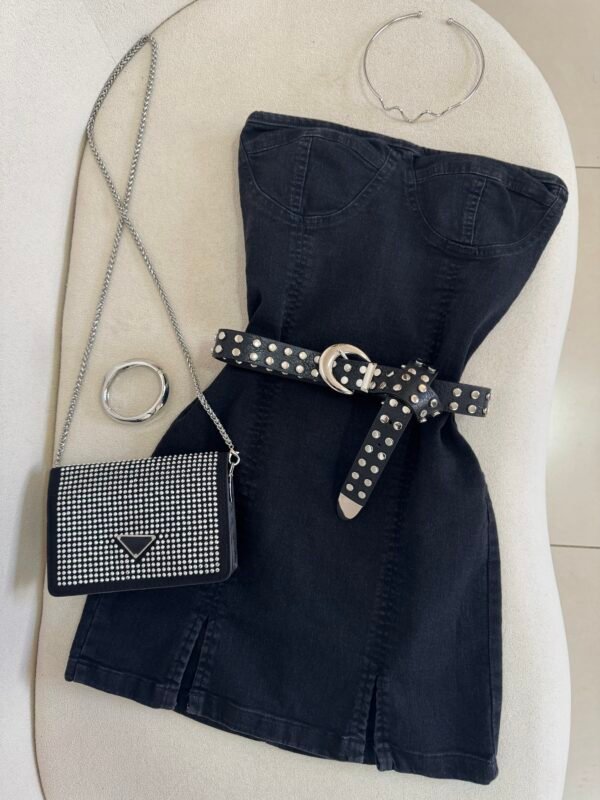 Vestido Jeans Dama Preto Estonado