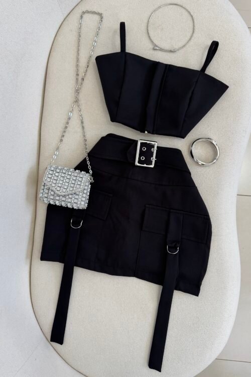 Conjunto Alfaiataria Cargo Fivela Prata Preto