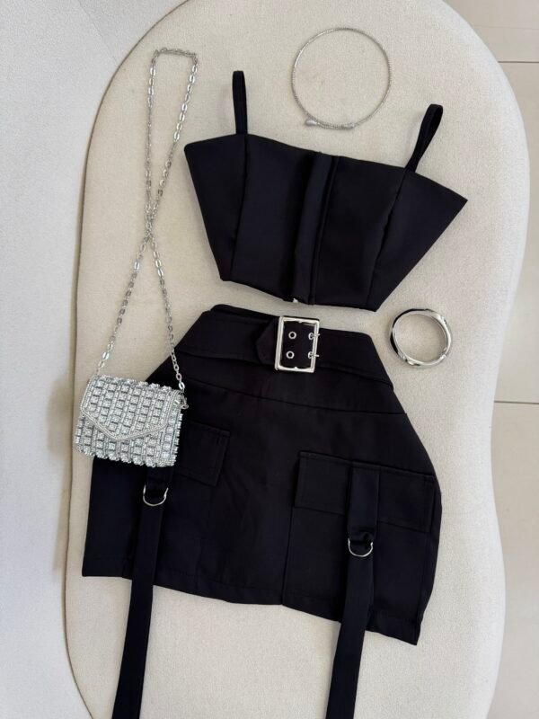Conjunto Alfaiataria Cargo Fivela Prata Preto
