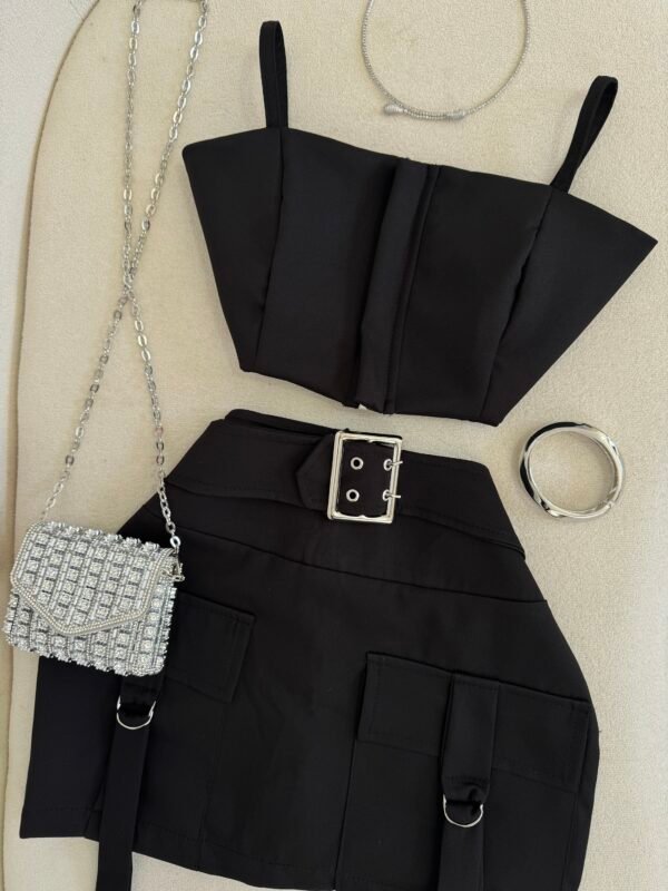 Conjunto Alfaiataria Cargo Fivela Prata Preto - Imagem 4
