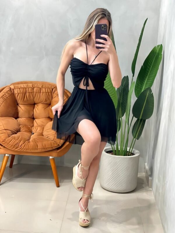 Vestido/macaquinho Aurora Tule Preto - Imagem 4