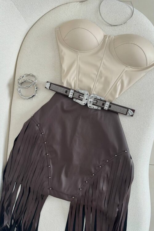 Cropped Corset Courino Areia