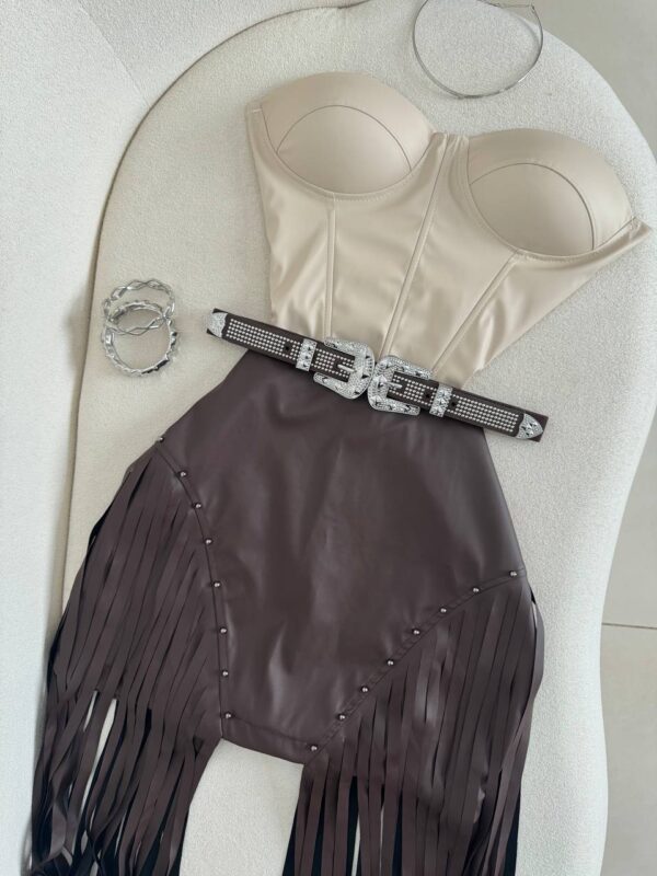 Cropped Corset Courino Areia