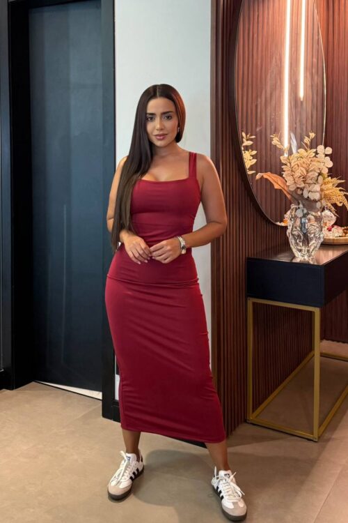 Vestido Longo Costas Transpassadas Suplex Bordo