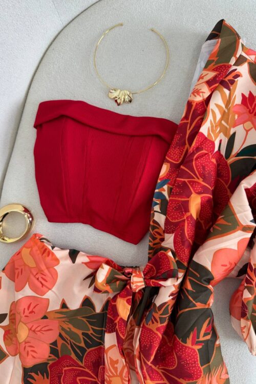 Cropped Corset Faixa Com Barbatana Ribana