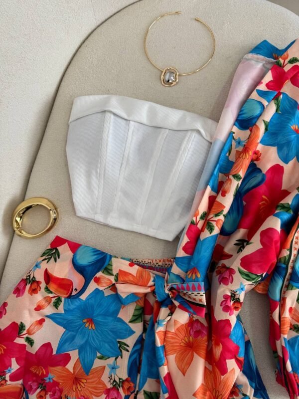 Cropped Corset Faixa Com Barbatana Ribana - Imagem 3