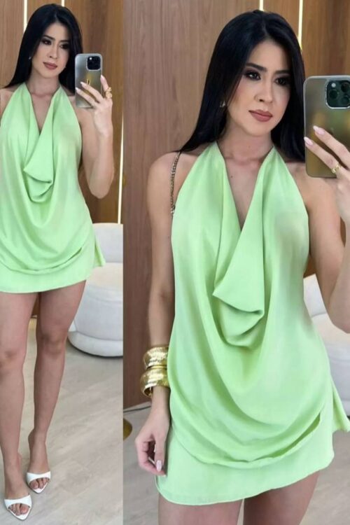 Conjunto Crepe Chiffon Gola Boba Verde