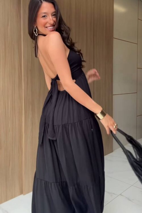 Vestido Longo Viscosarja Preto