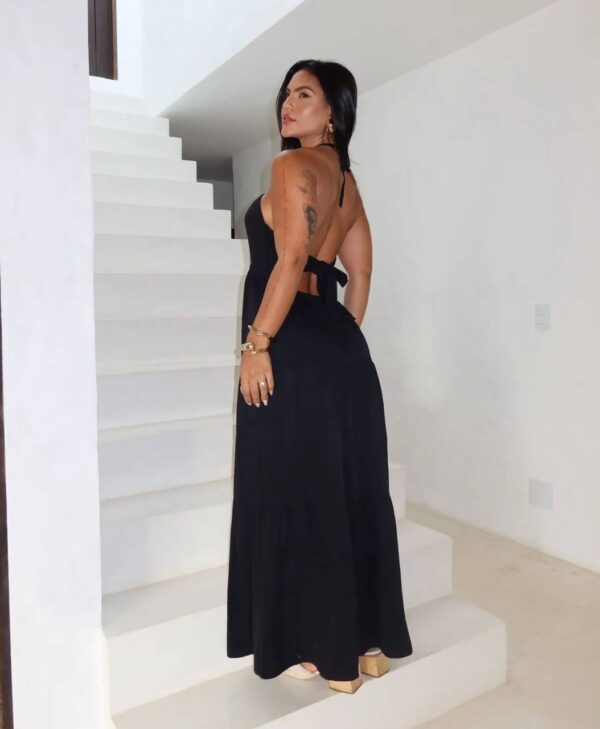 Vestido Longo Viscosarja Preto - Imagem 3